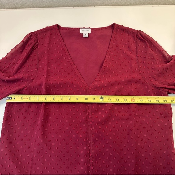 J.Crew Burgundy Clip Dot Blouse M - Picture 7 of 8